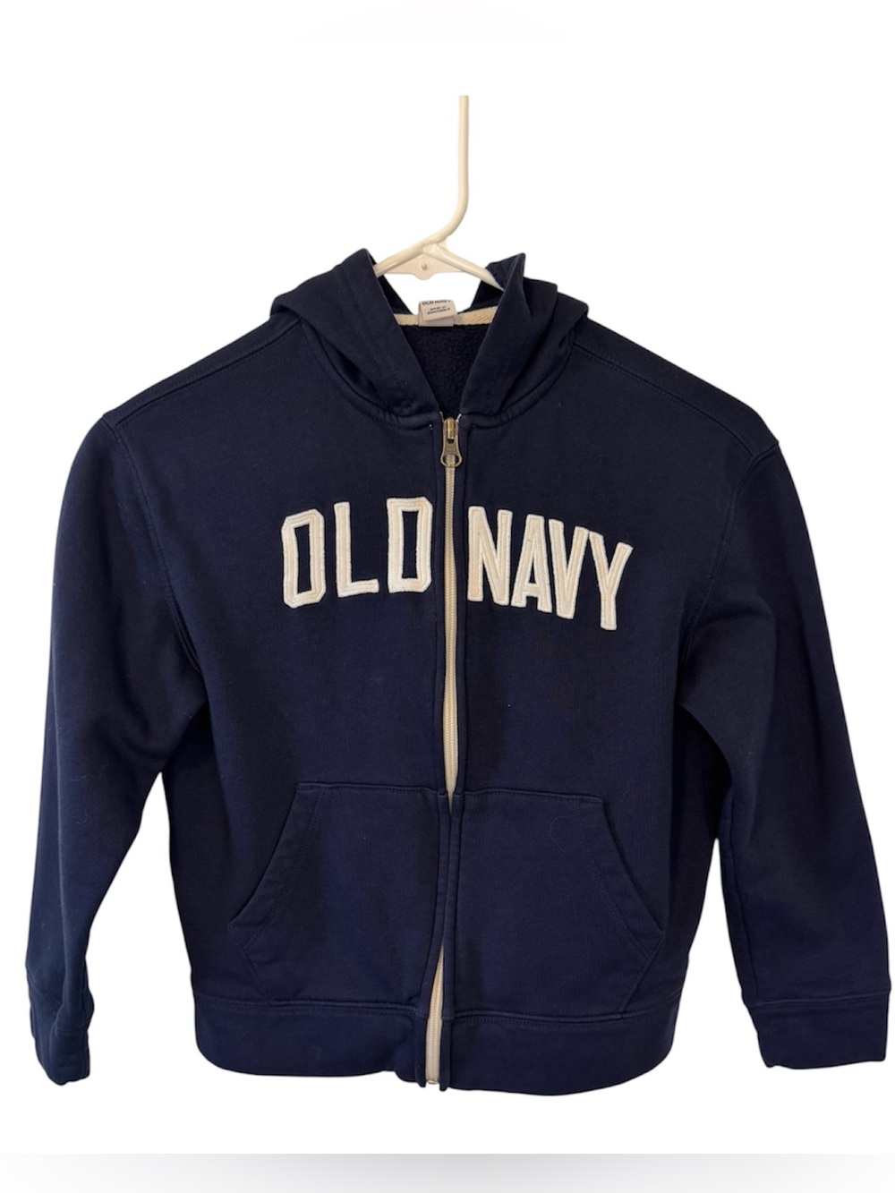 Old Navy Boys Size 8 Medium Navy Blue Logo Full Zip Fleece Hoodie
